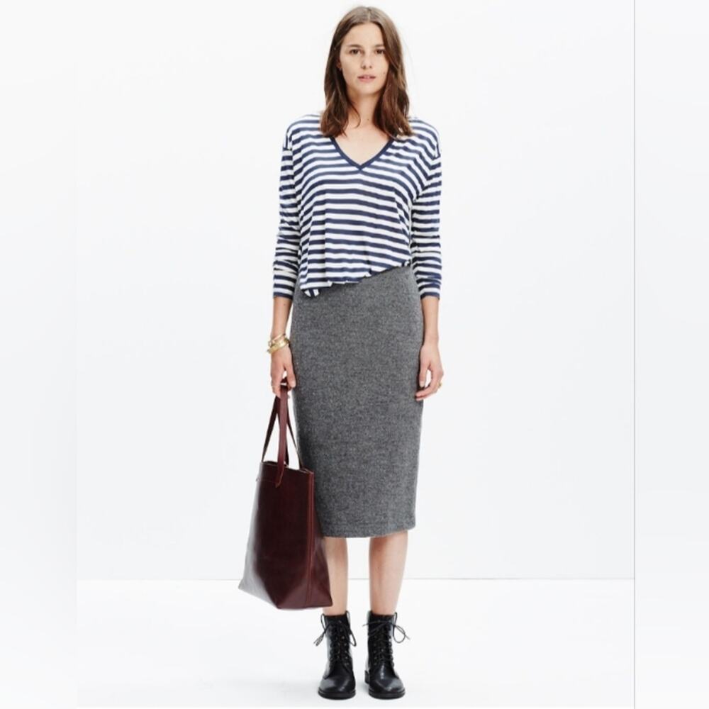 Madewell Pillar gray wool blend midi pencil skirt. Size 4